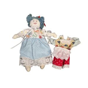 Vintage Handmade Rag Doll with Extra Outfit